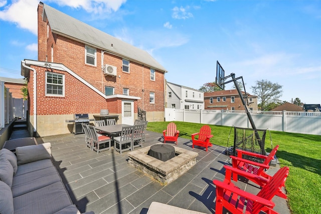 269 Hayward St, Yonkers, NY 10704 - view of patio with a fire pit, grilling area, and outdoor dining area