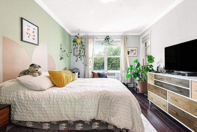 67-66 108th St Unit A32, Forest Hills, NY 11375 - bedroom featuring crown molding and dark wood-style flooring