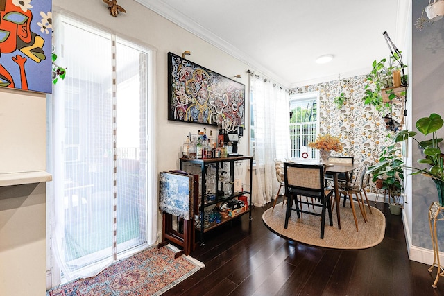 67-66 108th St Unit A32, Forest Hills, NY 11375 - dining area featuring wood finished floors and ornamental molding