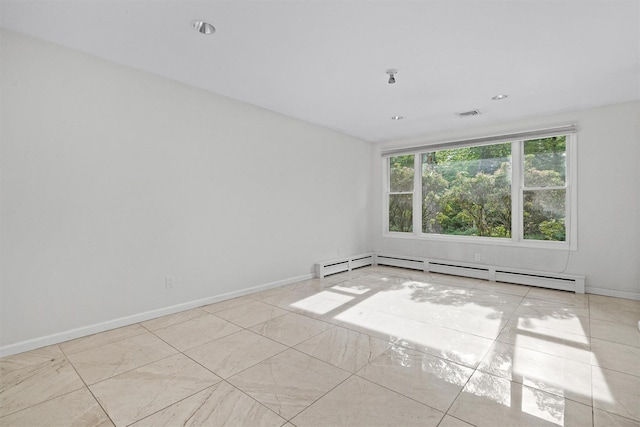 32 Wilder Rd, Monsey, NY 10952 - spare room featuring baseboard heating, baseboards, light tile patterned flooring, and recessed lighting