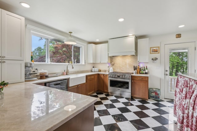 275 Otterkill Rd, Cornwall, NY 12553 - kitchen with high end stainless steel range, dishwasher, a sink, healthy amount of natural light, and recessed lighting
