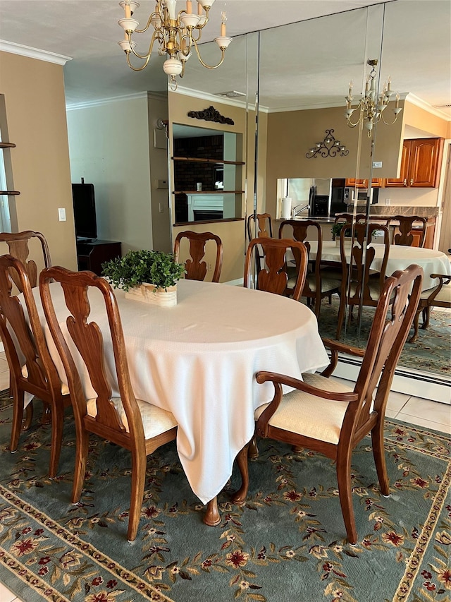 662 Gillette Ave, Bayport, NY 11705 - dining area featuring a chandelier and ornamental molding