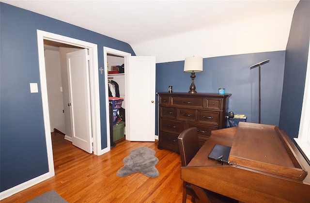 145 Gerard Ave, New Hyde Park, NY 11040 - office area featuring lofted ceiling and light wood finished floors