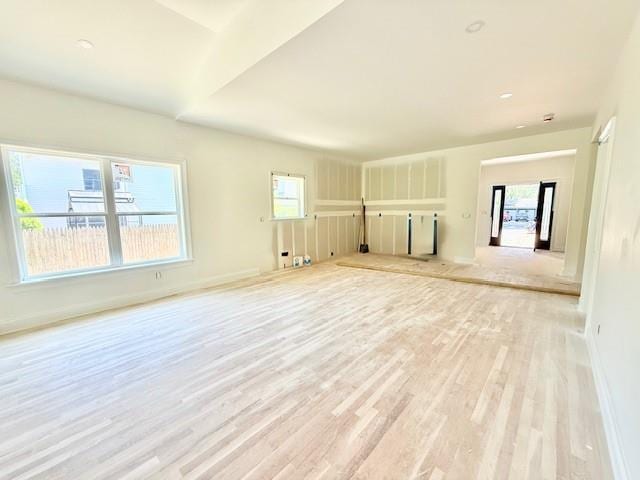 114 W End Dr, Shirley, NY 11967 - unfurnished living room with light wood-type flooring and baseboards