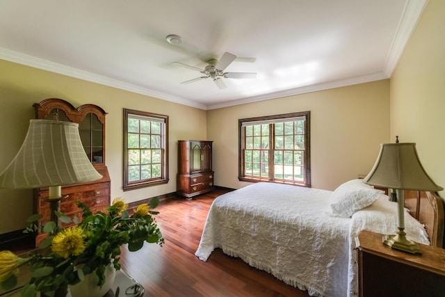 189 Freedom Rd, Pleasant Valley, NY 12569 - bedroom featuring ornamental molding, wood finished floors, baseboards, and a ceiling fan