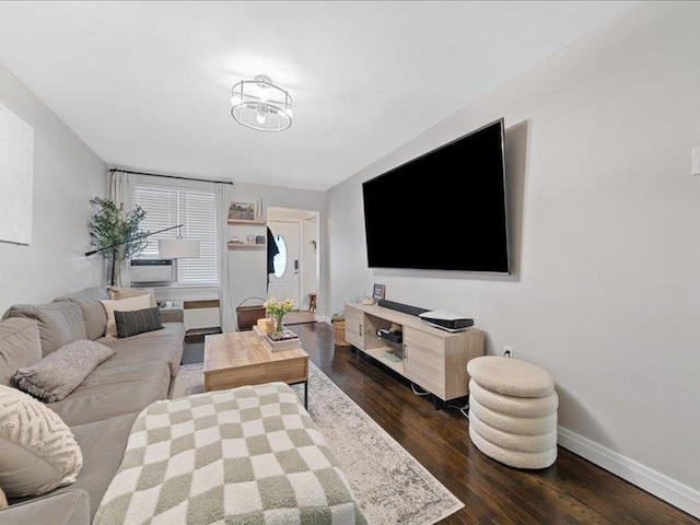 429 Revere Ave, Bronx, NY 10465 - living room featuring dark wood-type flooring and baseboards