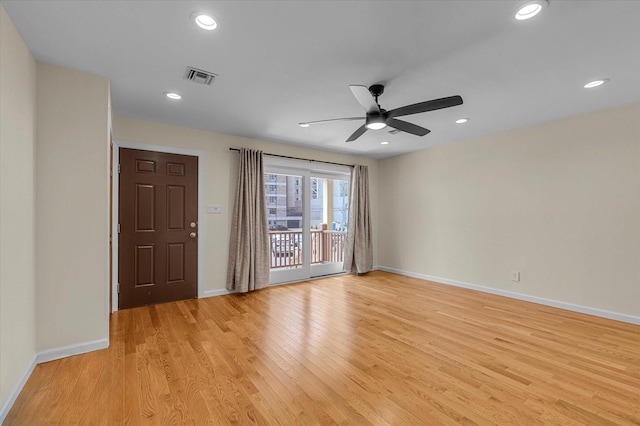 51 W Broadway Unit A, Long Beach, NY 11561 - empty room with baseboards, light wood-style floors, a ceiling fan, and recessed lighting