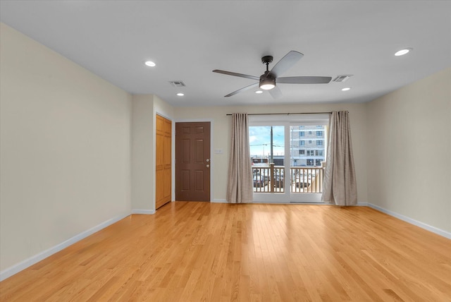 51 W Broadway Unit A, Long Beach, NY 11561 - spare room featuring baseboards, light wood finished floors, ceiling fan, and recessed lighting