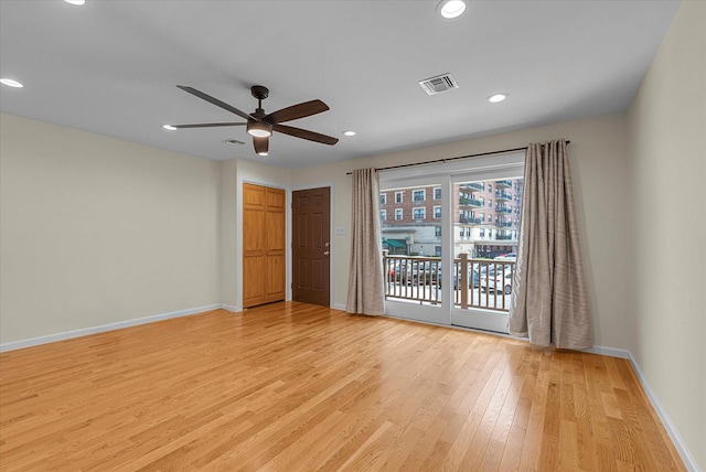 51 W Broadway Unit A, Long Beach, NY 11561 - spare room with light wood-style floors, ceiling fan, baseboards, and recessed lighting