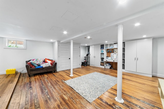 773 Mile Square Rd, Yonkers, NY 10704 - living area with hardwood / wood-style floors, recessed lighting, and baseboards