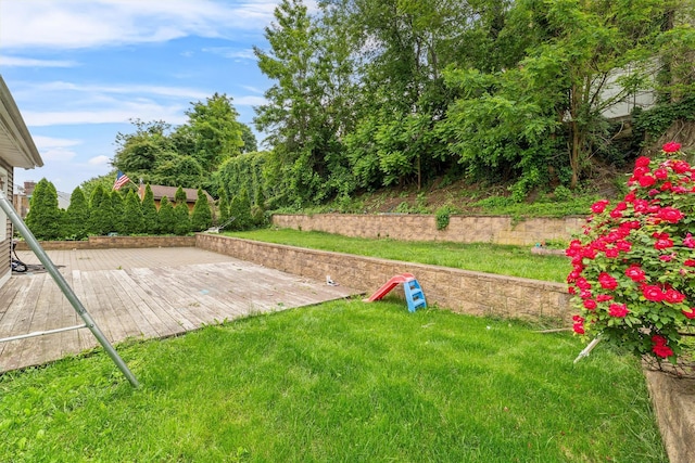 773 Mile Square Rd, Yonkers, NY 10704 - view of green lawn featuring a wooden deck
