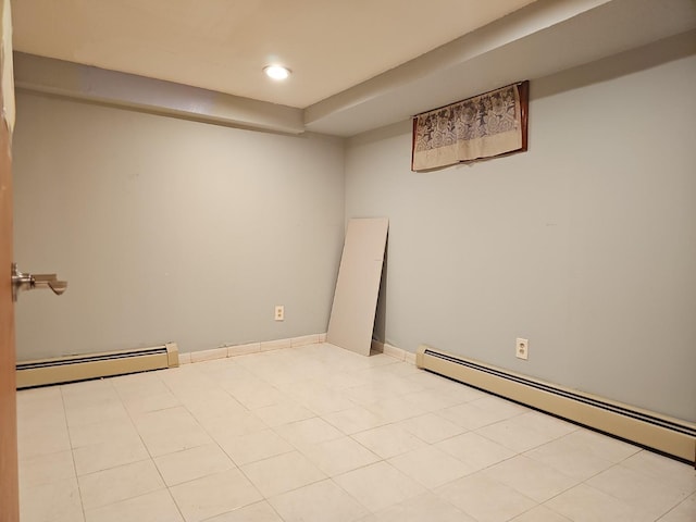 154-70 11th Ave, Whitestone, NY 11357 - unfurnished room featuring a baseboard heating unit and recessed lighting