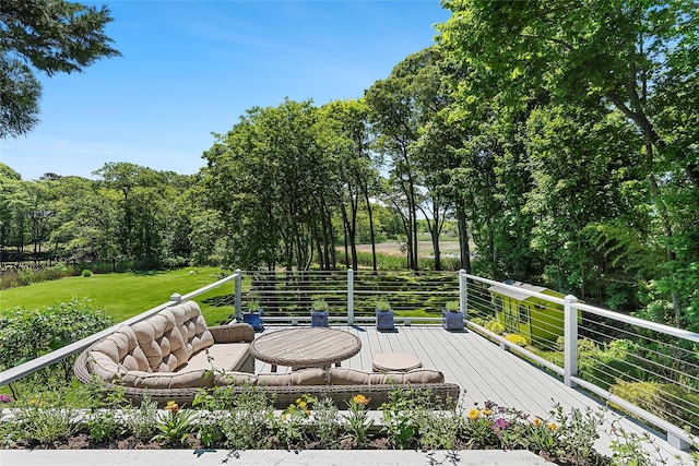 910 New Suffolk Ave, Mattituck, NY 11952 - deck featuring a lawn
