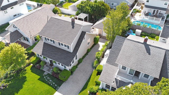 26 Adams Ave, Bayville, NY 11709 - aerial view of residential area featuring a pool area