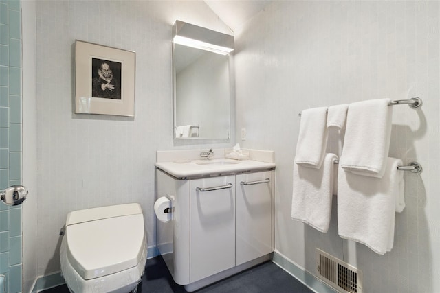 1 Polly Pk Rd, Rye, NY 10580 - half bath featuring vanity, toilet, and baseboards