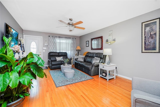 35 Futurity Pl, Staten Island, NY 10312 - living room with ceiling fan, baseboards, and hardwood / wood-style flooring