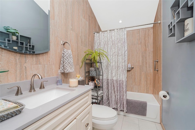35 Futurity Pl, Staten Island, NY 10312 - full bathroom with vanity, toilet, shower / tub combo, tile patterned floors, and backsplash