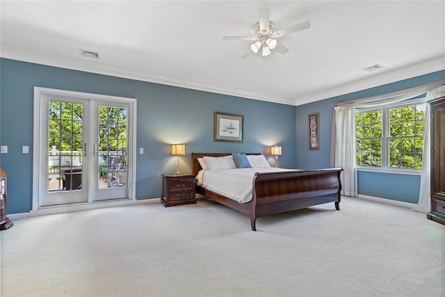 1 Majestic Rdg, Carmel, NY 10512 - carpeted bedroom with access to outside, crown molding, multiple windows, baseboards, and ceiling fan