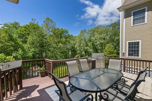 1 Majestic Rdg, Carmel, NY 10512 - wooden deck with outdoor dining area and grilling area
