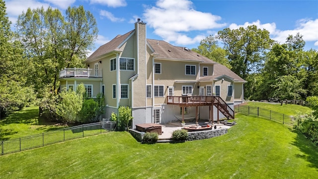 1 Majestic Rdg, Carmel, NY 10512 - back of house with a deck, a chimney, stairs, and a patio