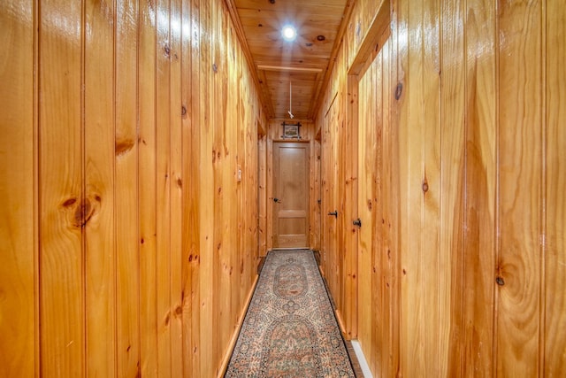 6 Medallion Rd, Kiamesha Lake, NY 12751 - corridor with wood walls and wood ceiling