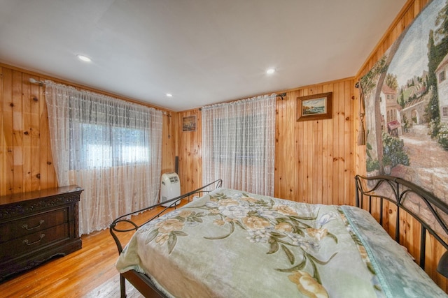6 Medallion Rd, Kiamesha Lake, NY 12751 - bedroom with wood finished floors, wooden walls, and recessed lighting