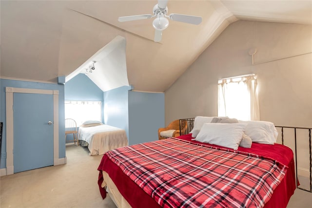 149-32 18th Ave, Whitestone, NY 11357 - bedroom with lofted ceiling, carpet flooring, multiple windows, a ceiling fan, and baseboards