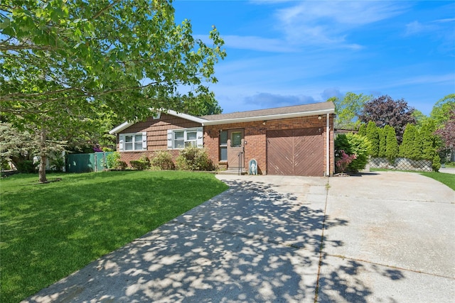 26 Beach Ave, Port Jefferson Station, NY 11776 - ranch-style home with an attached garage, concrete driveway, and brick siding