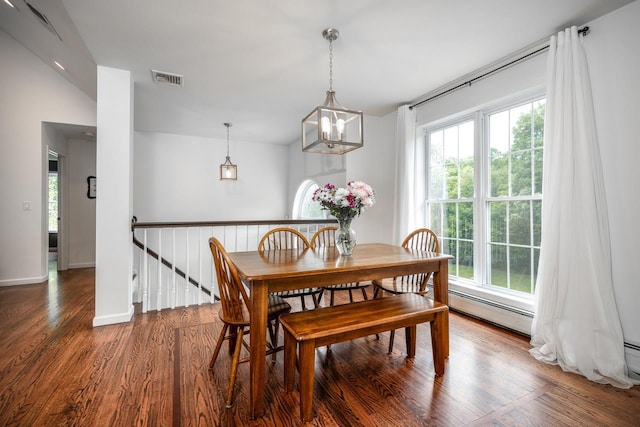 5692 Rte 82, Clinton Corners, NY 12514 - dining space featuring plenty of natural light, a chandelier, wood finished floors, and baseboards