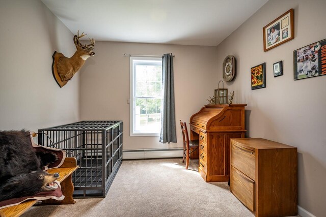 5692 Rte 82, Clinton Corners, NY 12514 - carpeted bedroom featuring a baseboard heating unit and baseboards
