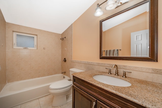 15 W Granada Ave, Lindenhurst, NY 11757 - bathroom featuring toilet, vanity, tile patterned flooring, and bathing tub / shower combination