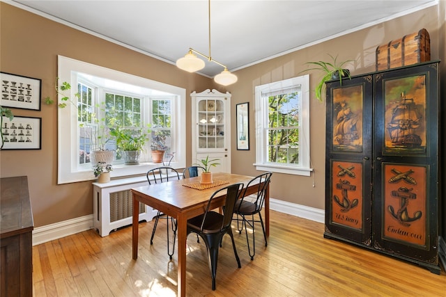 27 Luzern Rd, Dobbs Ferry, NY 10522 - dining room featuring ornamental molding, baseboards, light wood-style flooring, and healthy amount of natural light