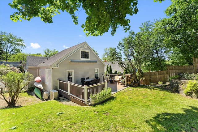 27 Luzern Rd, Dobbs Ferry, NY 10522 - back of property with a wooden deck, an outdoor living space, and roof with shingles