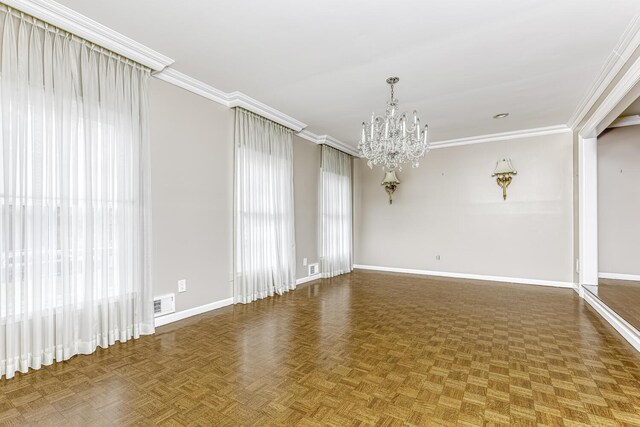 1 Lodi Ln, Monsey, NY 10952 - unfurnished room featuring a chandelier, baseboards, and crown molding