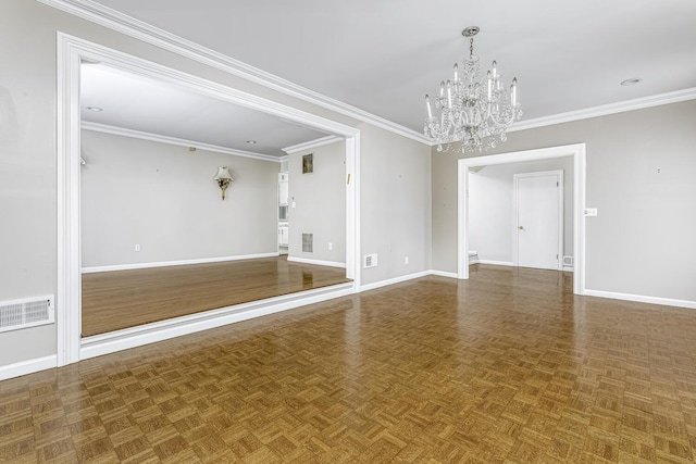 1 Lodi Ln, Monsey, NY 10952 - unfurnished room featuring a chandelier, baseboards, and ornamental molding