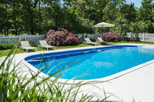 222 Lakeside Rd, Newburgh, NY 12550 - view of pool with a fenced backyard, a patio area, and view of scattered trees