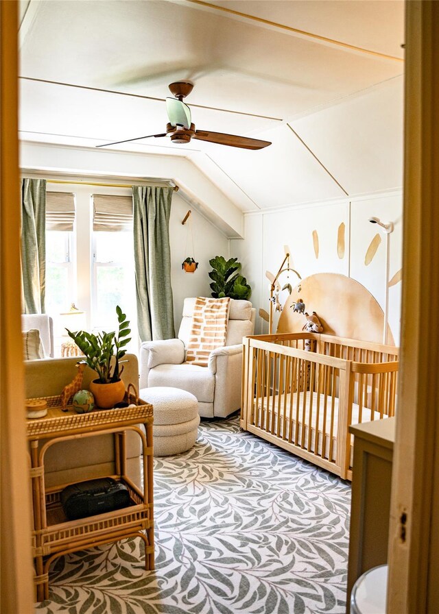222 Lakeside Rd, Newburgh, NY 12550 - bedroom featuring a nursery area and ceiling fan