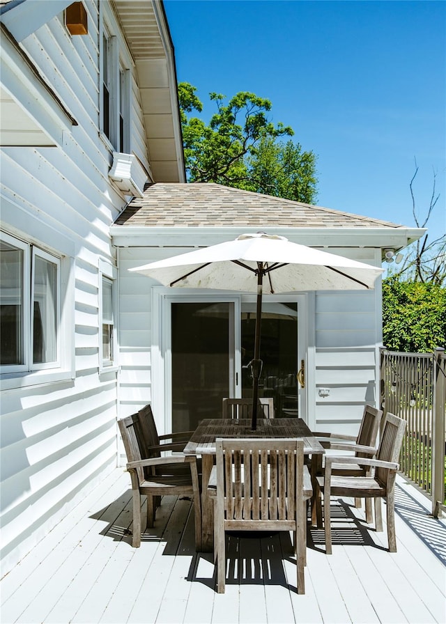 222 Lakeside Rd, Newburgh, NY 12550 - wooden deck featuring outdoor dining area