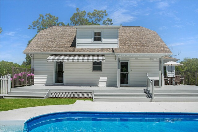 222 Lakeside Rd, Newburgh, NY 12550 - back of house with a deck and a shingled roof