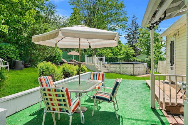 7 Crestwood Trl, Monroe, NY 10950 - view of patio with an outdoor pool, a deck, and outdoor dining area