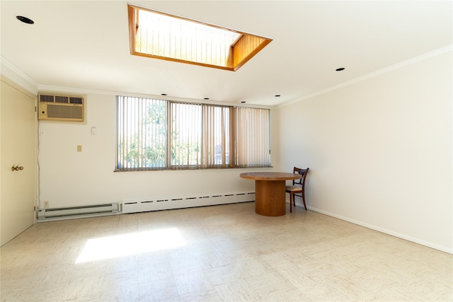 28-06 34th Ave, Astoria, NY 11106 - empty room with a wall unit AC, ornamental molding, and a baseboard heating unit