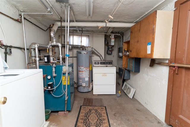 28-06 34th Ave, Astoria, NY 11106 - utility room featuring washer / clothes dryer, water heater, and a heating unit