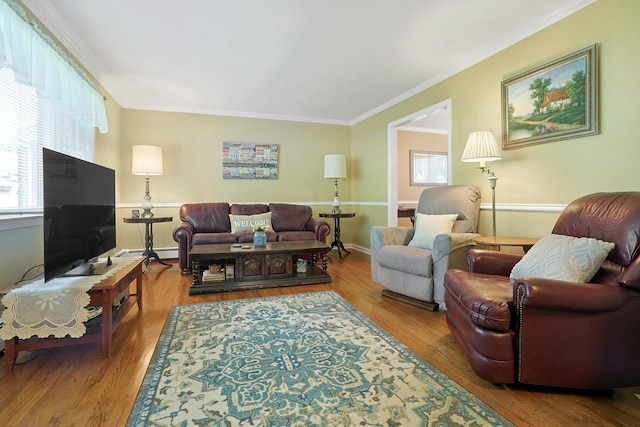 53 Prior Pl, Yonkers, NY 10710 - living area featuring wood finished floors, ornamental molding, and baseboards