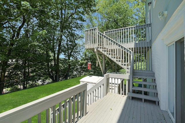 53 Prior Pl, Yonkers, NY 10710 - deck featuring stairway and a lawn