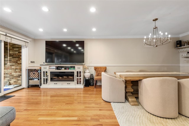 1229 Estates Ln Triplex, Unit Triplex, Bayside, NY 11360 - dining room with a chandelier, wood finished floors, crown molding, and recessed lighting