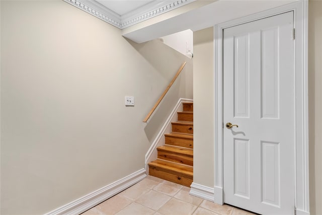1229 Estates Ln Triplex, Unit Triplex, Bayside, NY 11360 - staircase featuring baseboards and tile patterned floors