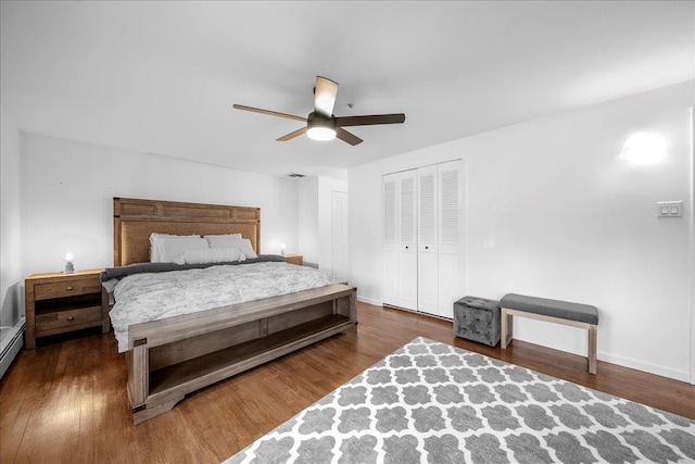 18 Stirrup Ln, Glen Cove, NY 11542 - bedroom with wood finished floors, ceiling fan, and baseboards