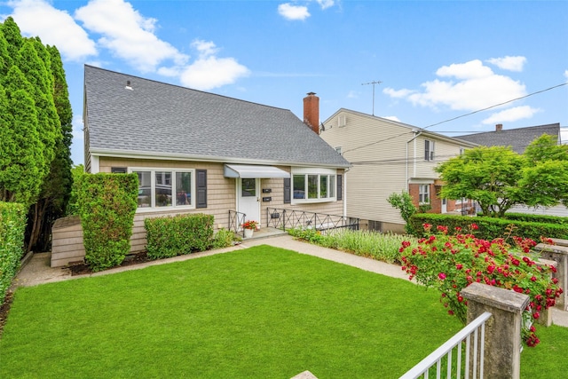 11 Parsons St, Harrison, NY 10528 - view of front of property with a shingled roof and a front lawn
