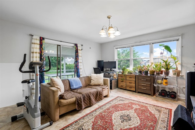 11 Parsons St, Harrison, NY 10528 - living room featuring a chandelier and an office area