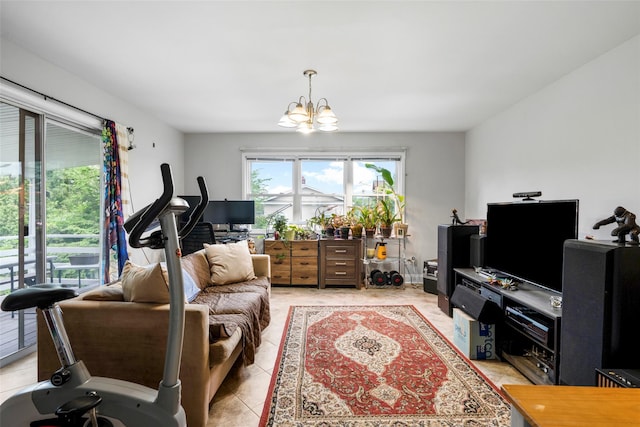11 Parsons St, Harrison, NY 10528 - living area with a chandelier and light tile patterned floors